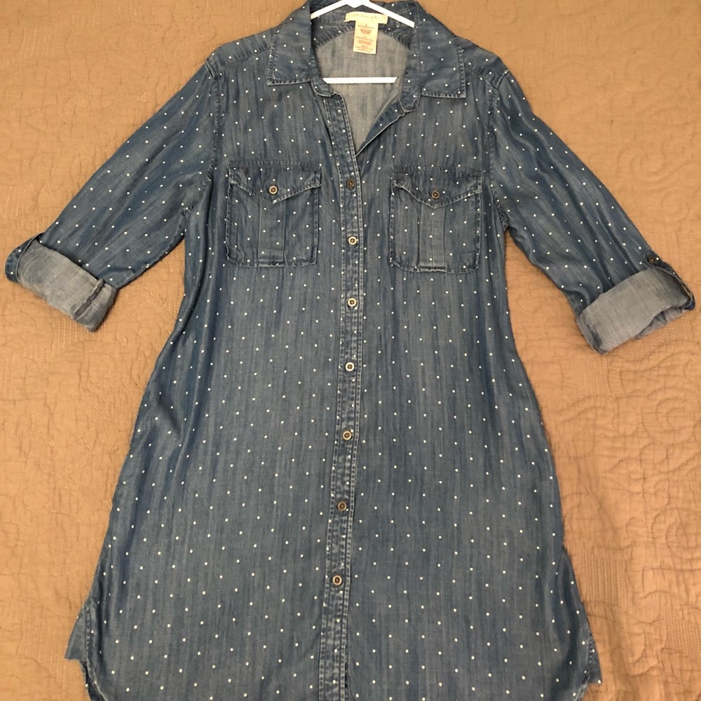NWOT Polka dot jean dress